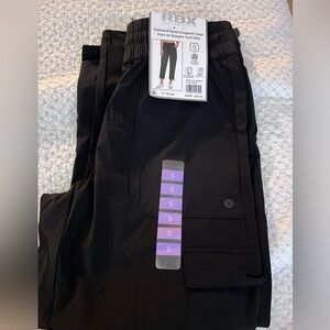 RBX Textured Nylon Cropped Cargo Pant w/ bungee cord trim small black